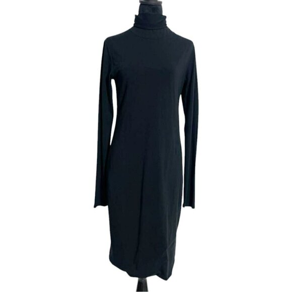 Peruvian Connection Size Medium Black Dress Long Sleeve Turtleneck - Picture 1 of 7